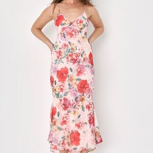Lulus Romantic Adoration Blush Pink Floral Print Sleeveless Midi Dress - Size S